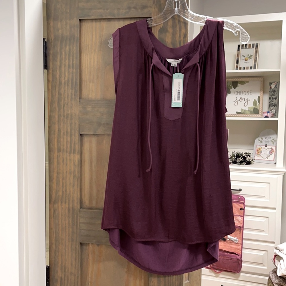 Sweet Grey Juni Mixed Material Top sleeveless